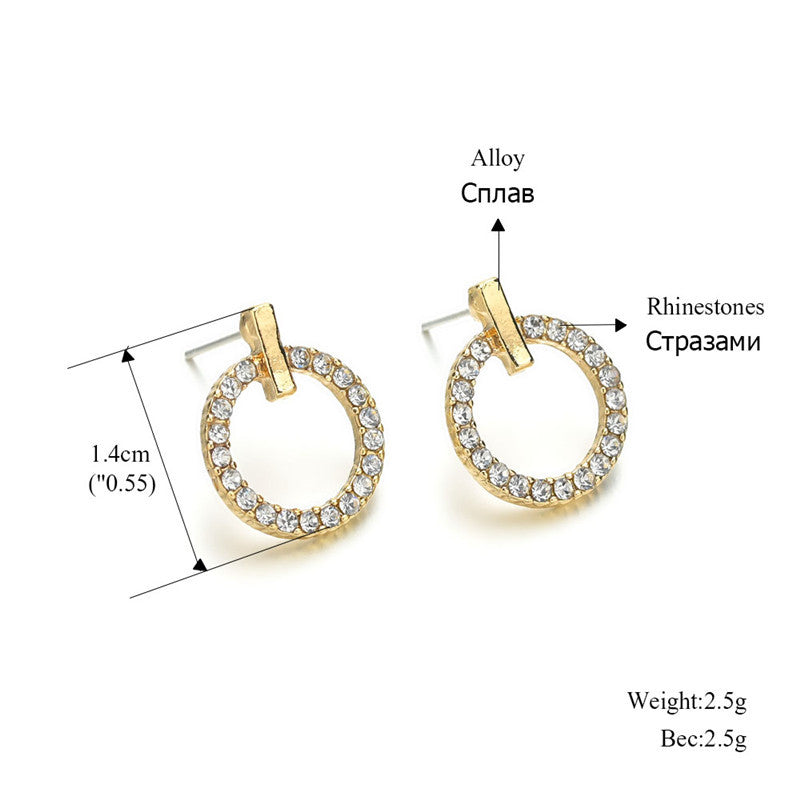 S925 Sterling Silver Zircon Circle Stud Earrings - Korean Fashion Rose Gold Plated Trendy Jewelry