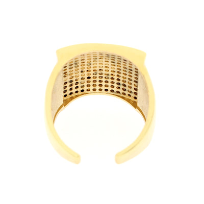 Shiny Square Zircon Gold Plated Wide Band Open Ring