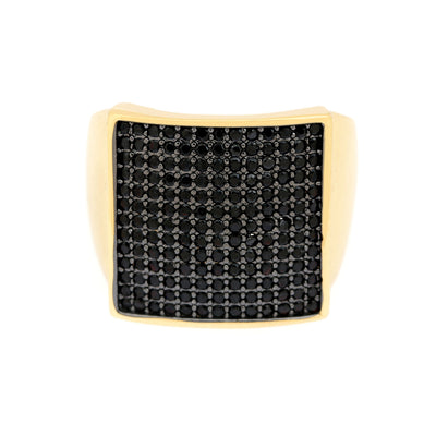 Shiny Square Zircon Gold Plated Wide Band Open Ring