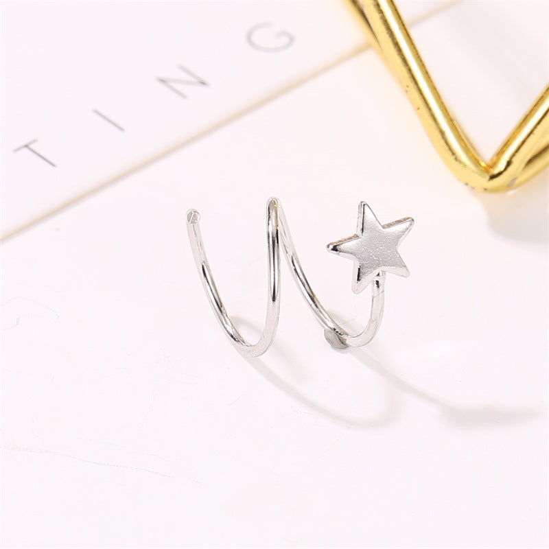 Silver Star Heart Earrings