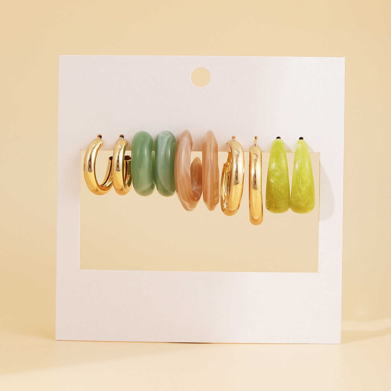 Simple Acrylic Circle Earrings Set 5 Pairs