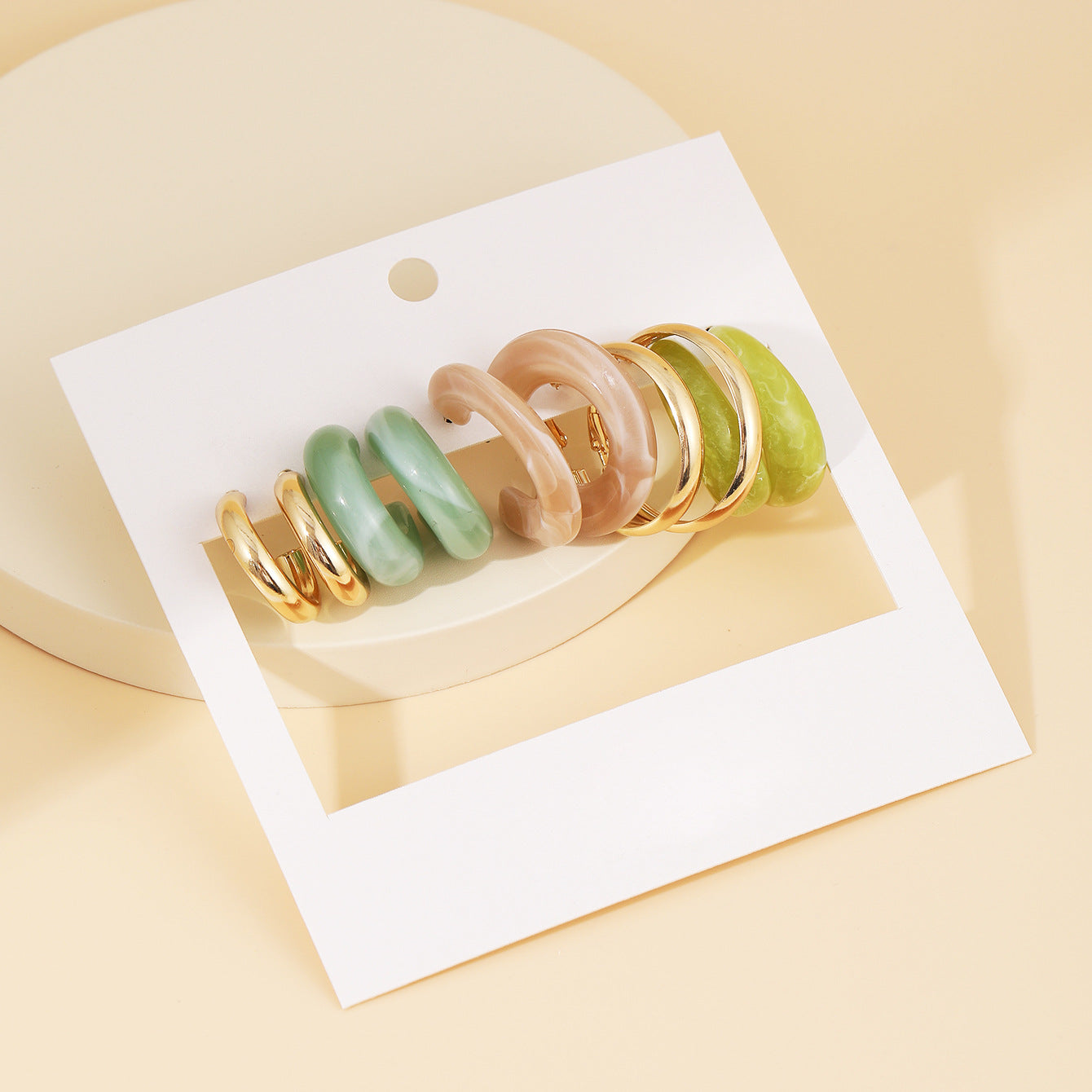 Simple Acrylic Circle Earrings Set 5 Pairs