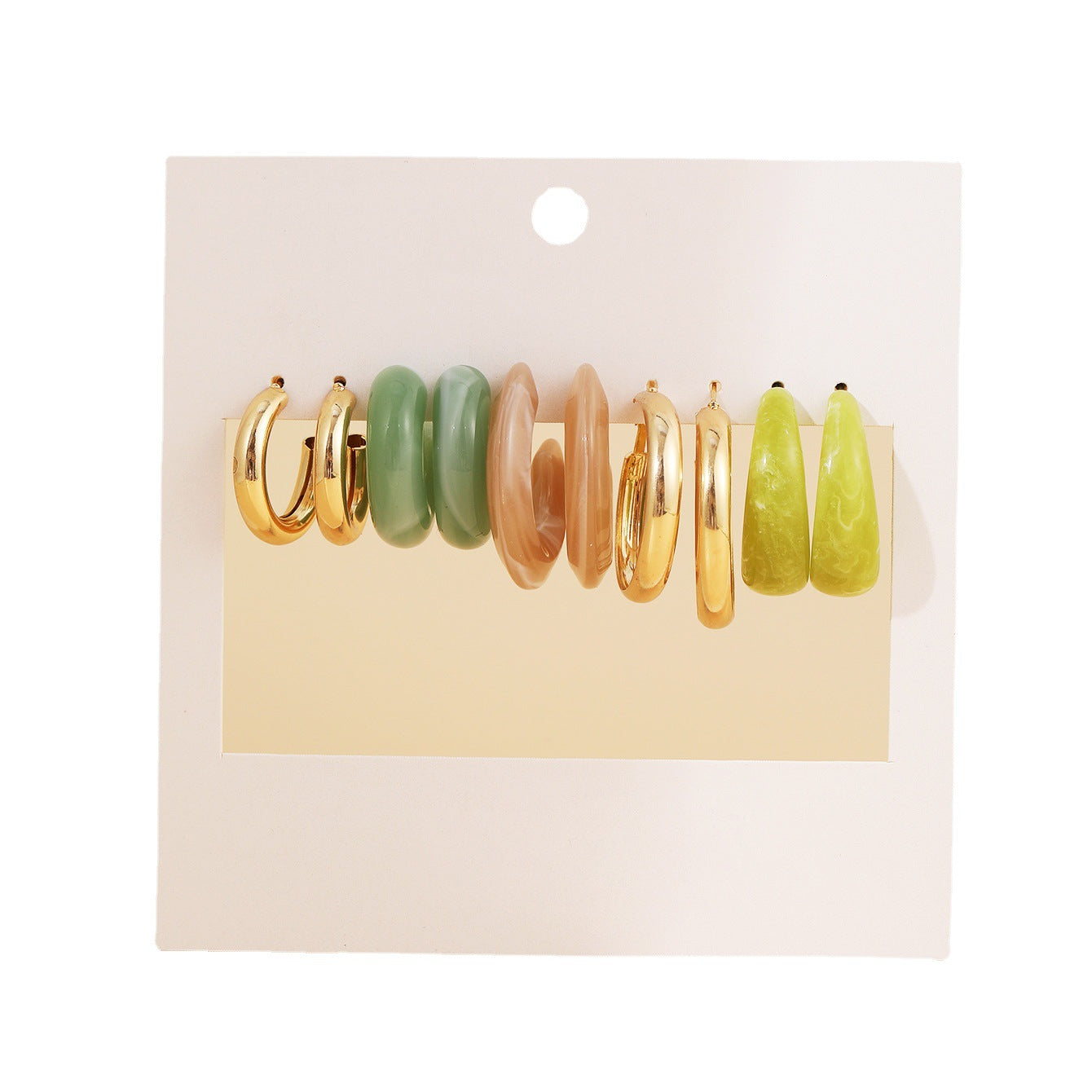 Simple Acrylic Circle Earrings Set 5 Pairs