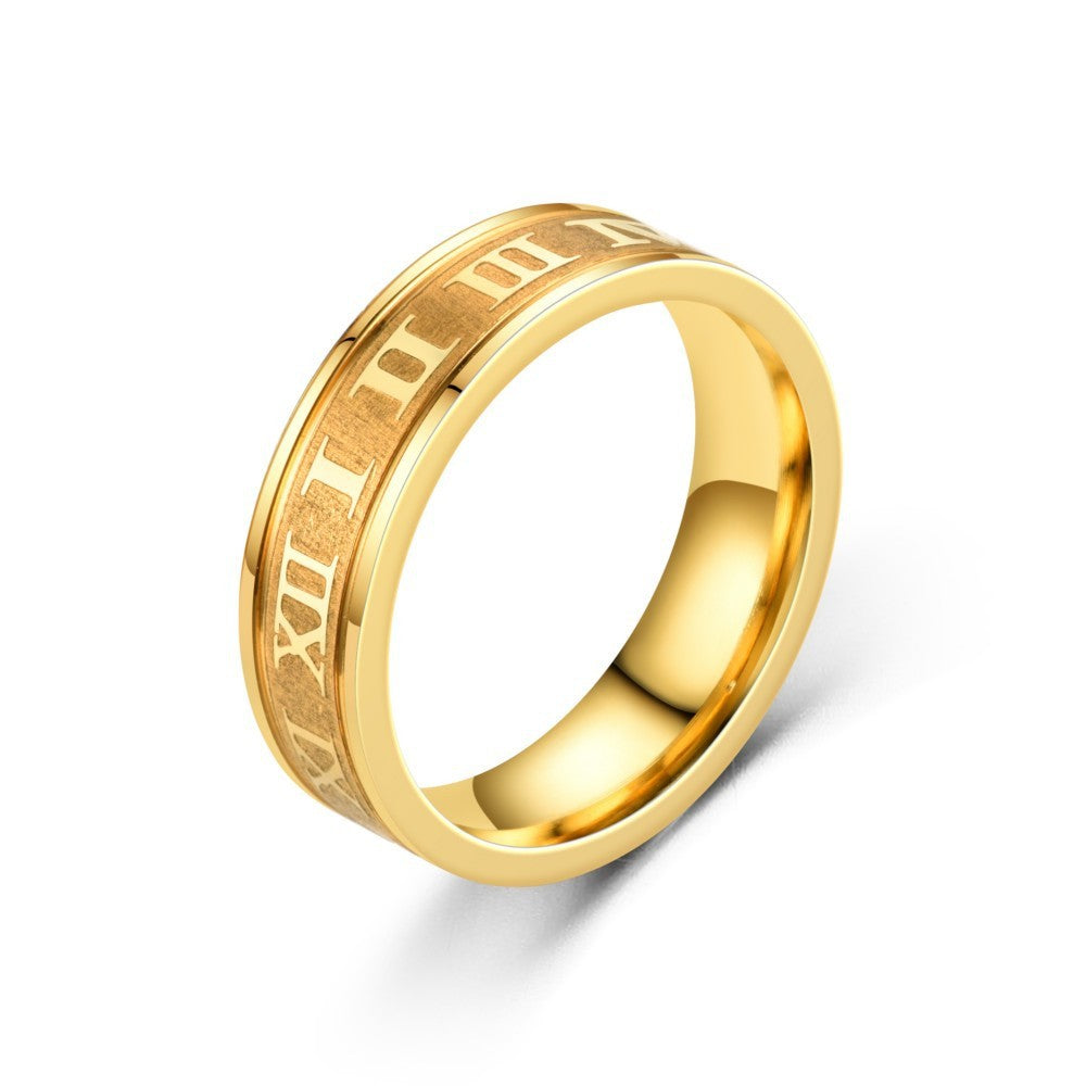 Simple Roman Numeral Stainless Steel Punk Ring