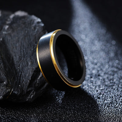 Simple Black Gold Tungsten Steel Ring