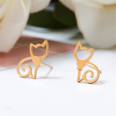 Simple Cat Stainless Steel Earrings Wholesale