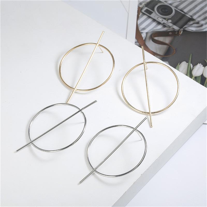 Simple Geometric Circle Hollow Long Earrings