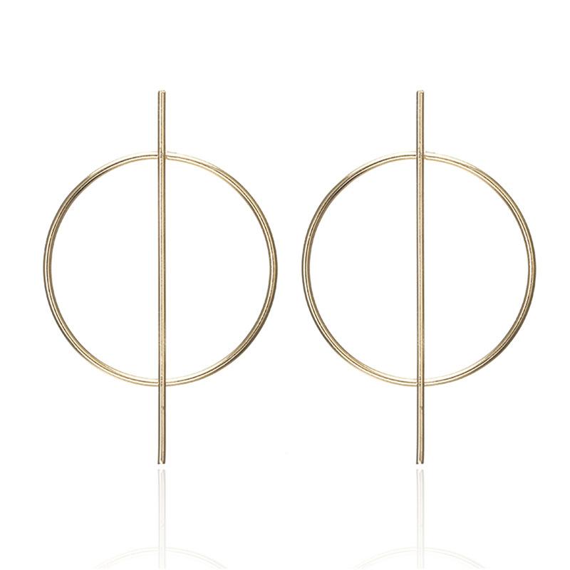 Simple Geometric Circle Hollow Long Earrings