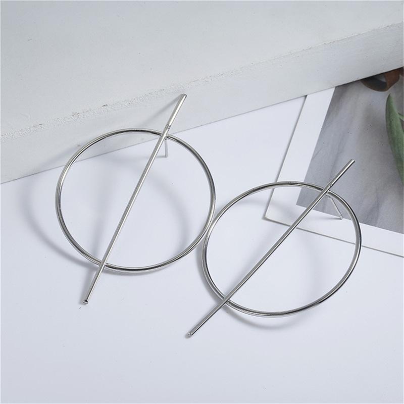 Simple Geometric Circle Hollow Long Earrings