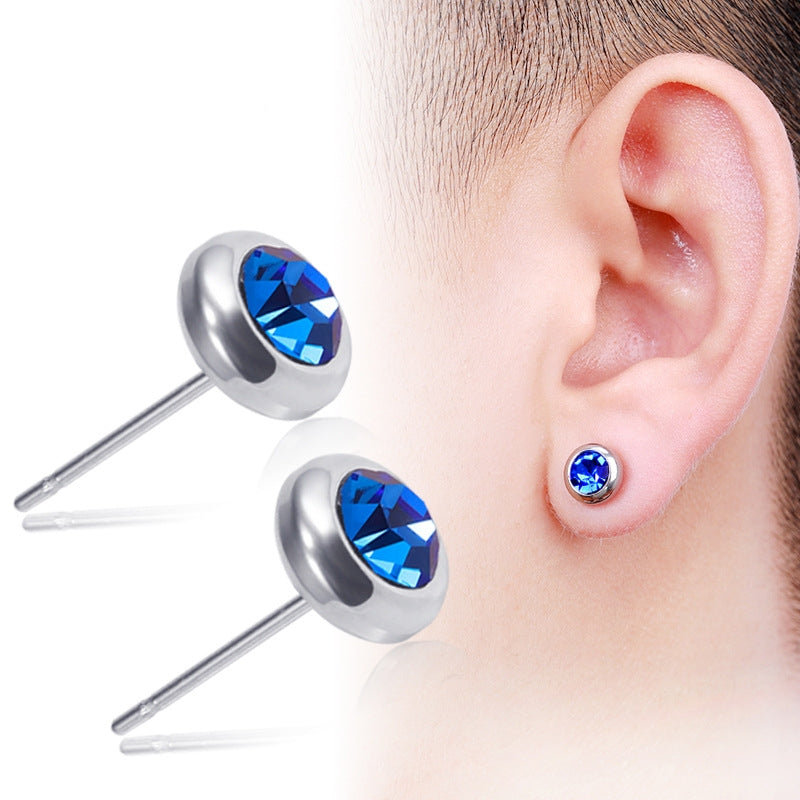 Simple Colorful Diamond Stainless Steel Hypoallergenic Stud Earrings