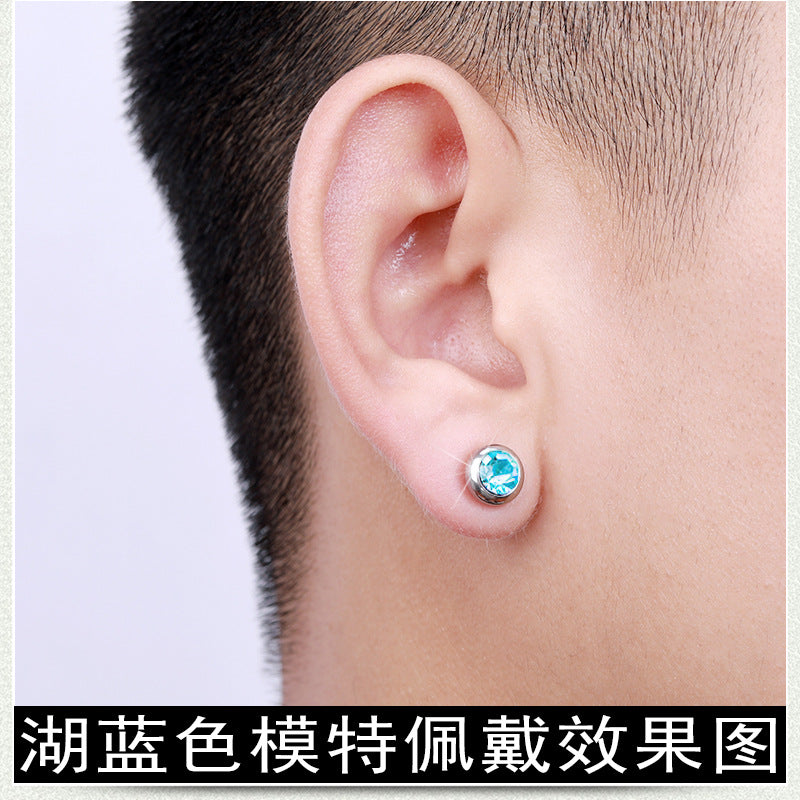 Simple Colorful Diamond Stainless Steel Hypoallergenic Stud Earrings