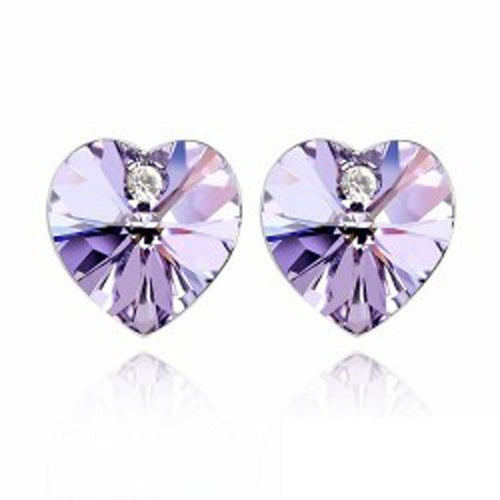 Simple Colorful Heart Crystal Stud Earrings