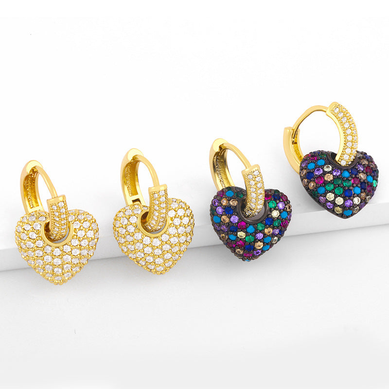 Simple Geometric Diamond Heart Drop Earrings