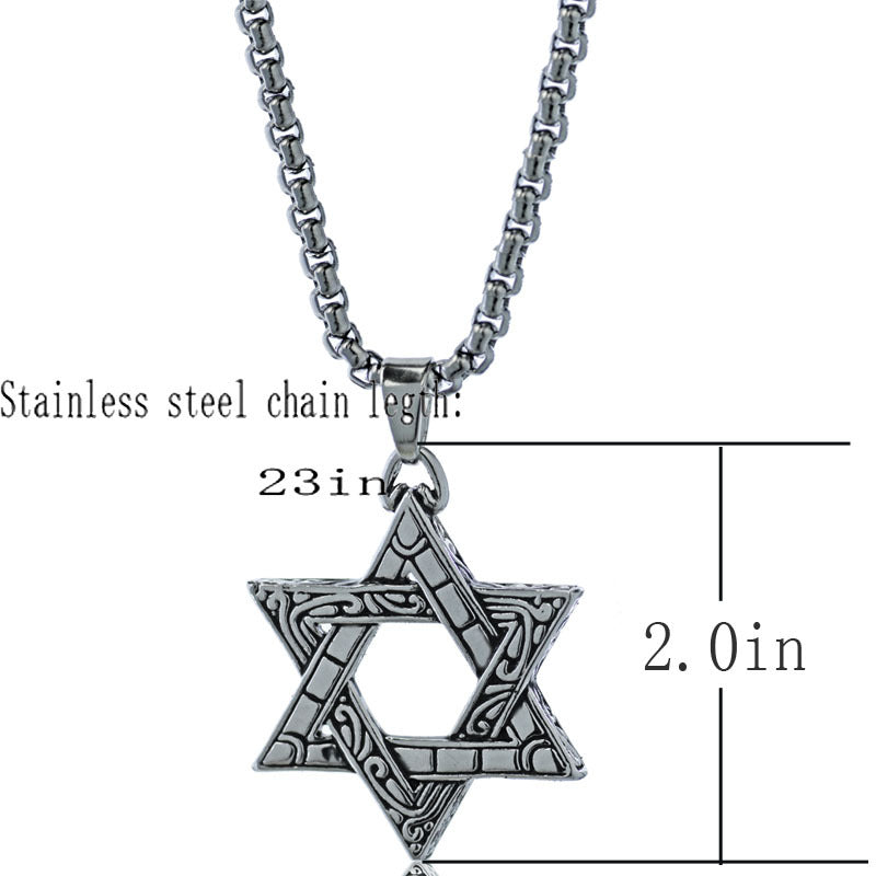 Simple Fashion Hollow Six-Pointed Star Stainless Steel Pendant Necklace