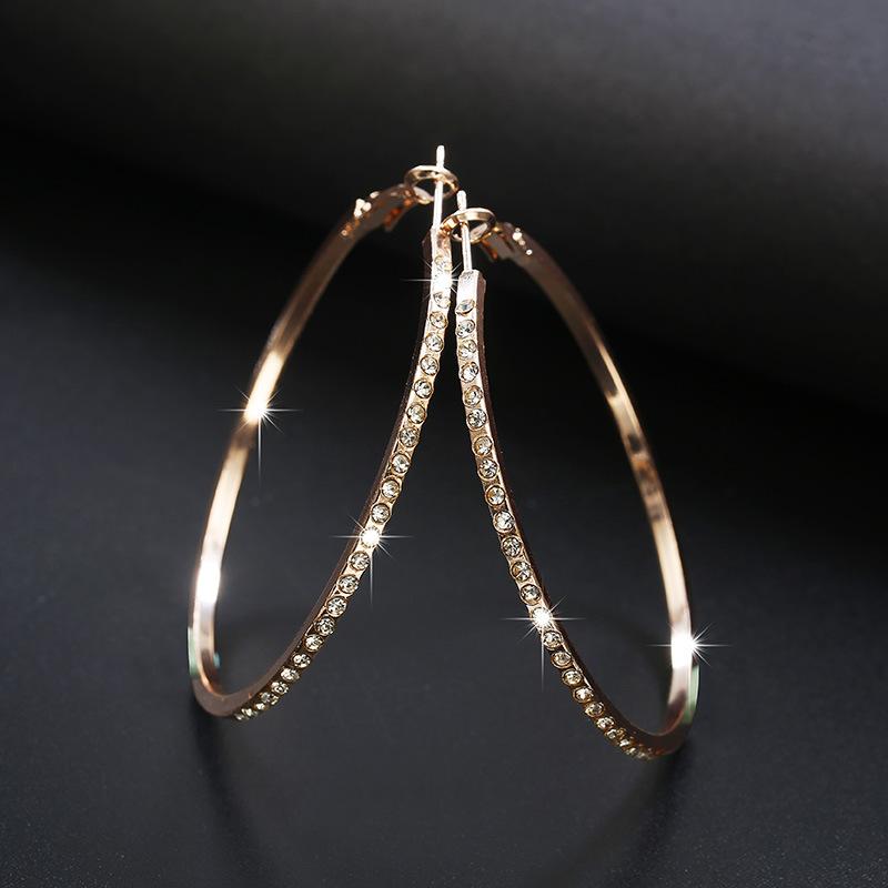 Simple Fashion Rhinestone-encrusted Alloy Big Hoop Earrings NHPF145217