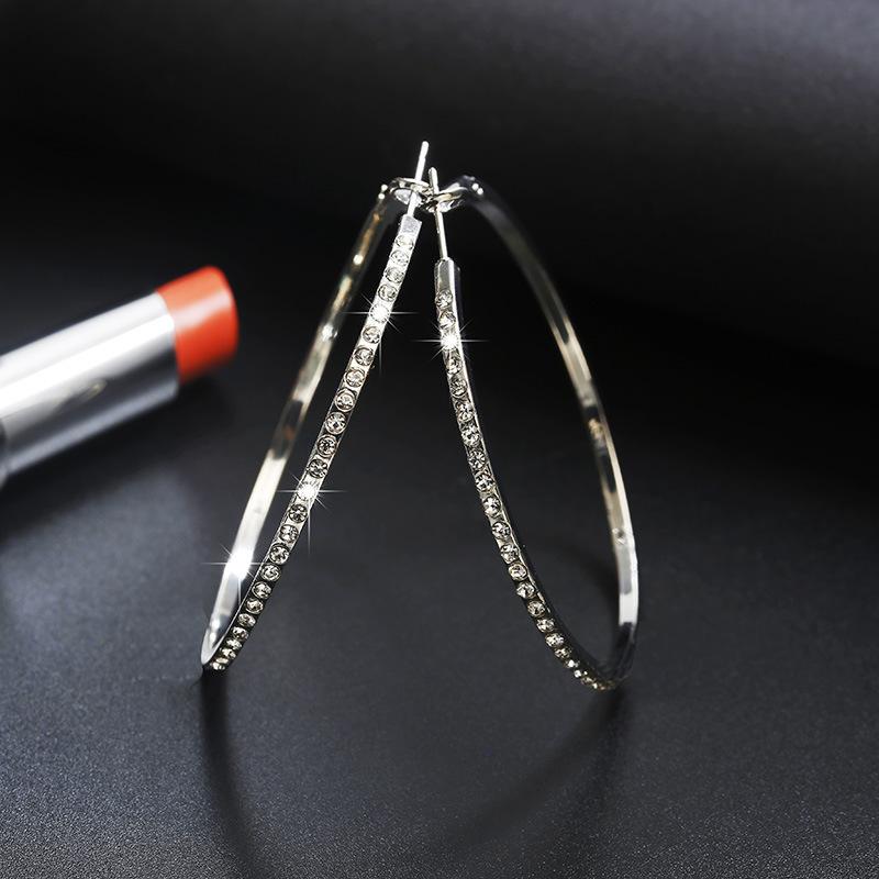 Simple Fashion Rhinestone Alloy Hoop Earrings