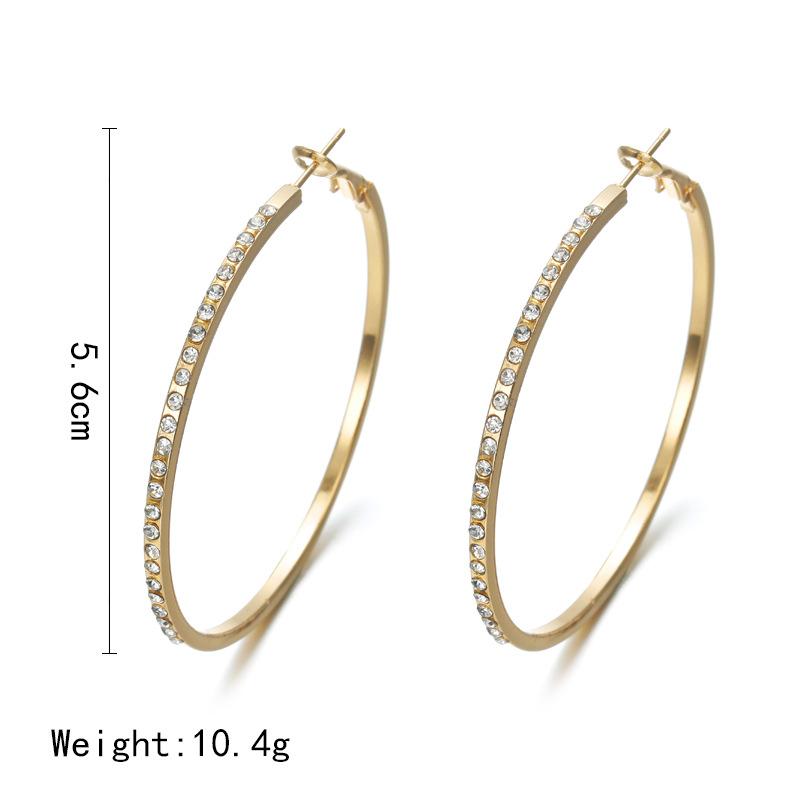 Simple Fashion Rhinestone Alloy Hoop Earrings