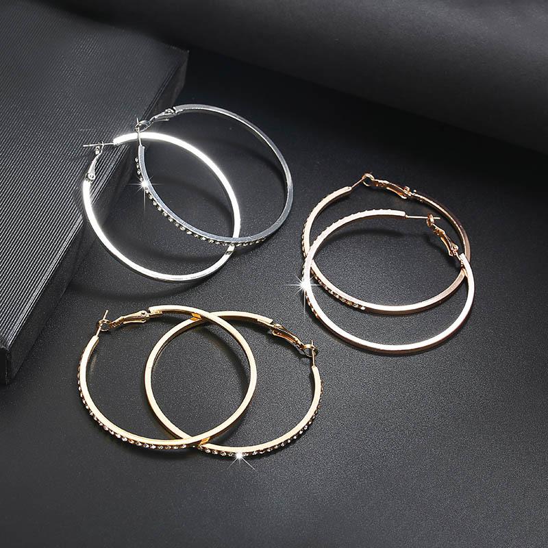 Simple Fashion Rhinestone Alloy Hoop Earrings