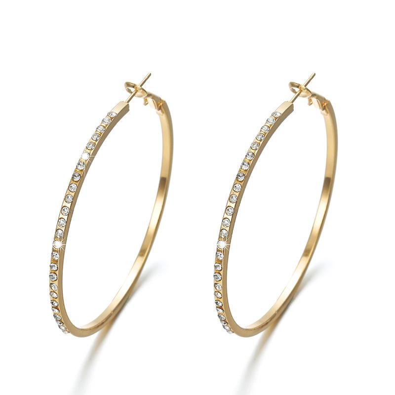 Simple Fashion Rhinestone Alloy Hoop Earrings