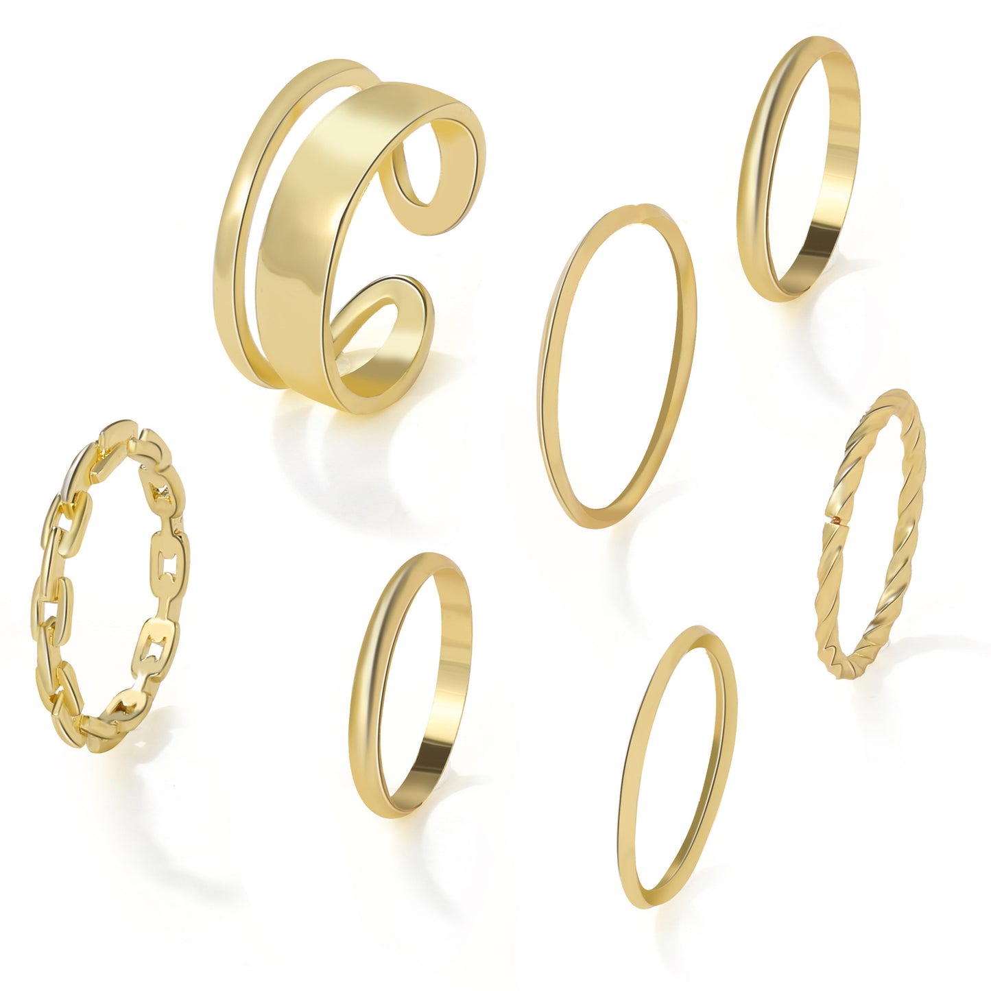 Simple Geometic Alloy Ring 7 Pieces Set