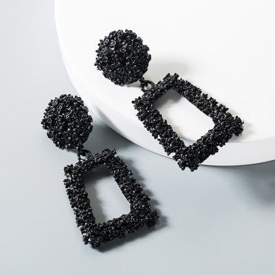 Simple Geometric Alloy Earrings Black NHLN143571