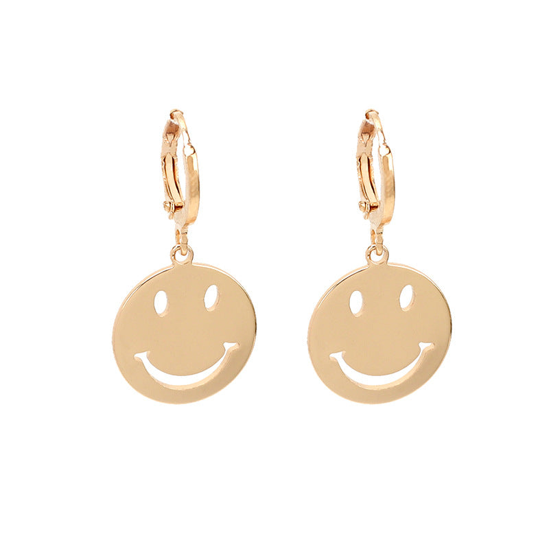 Minimalist Geometric Glossy Sequin Smiley Face Earrings