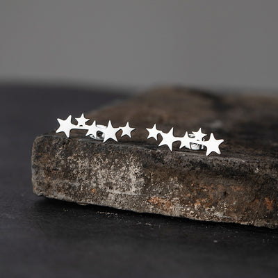 Simple Glossy Gold And Silver Star Small Earrings