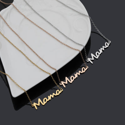 Simple Glossy Letter Mama Alloy Three-color Pendant Necklace