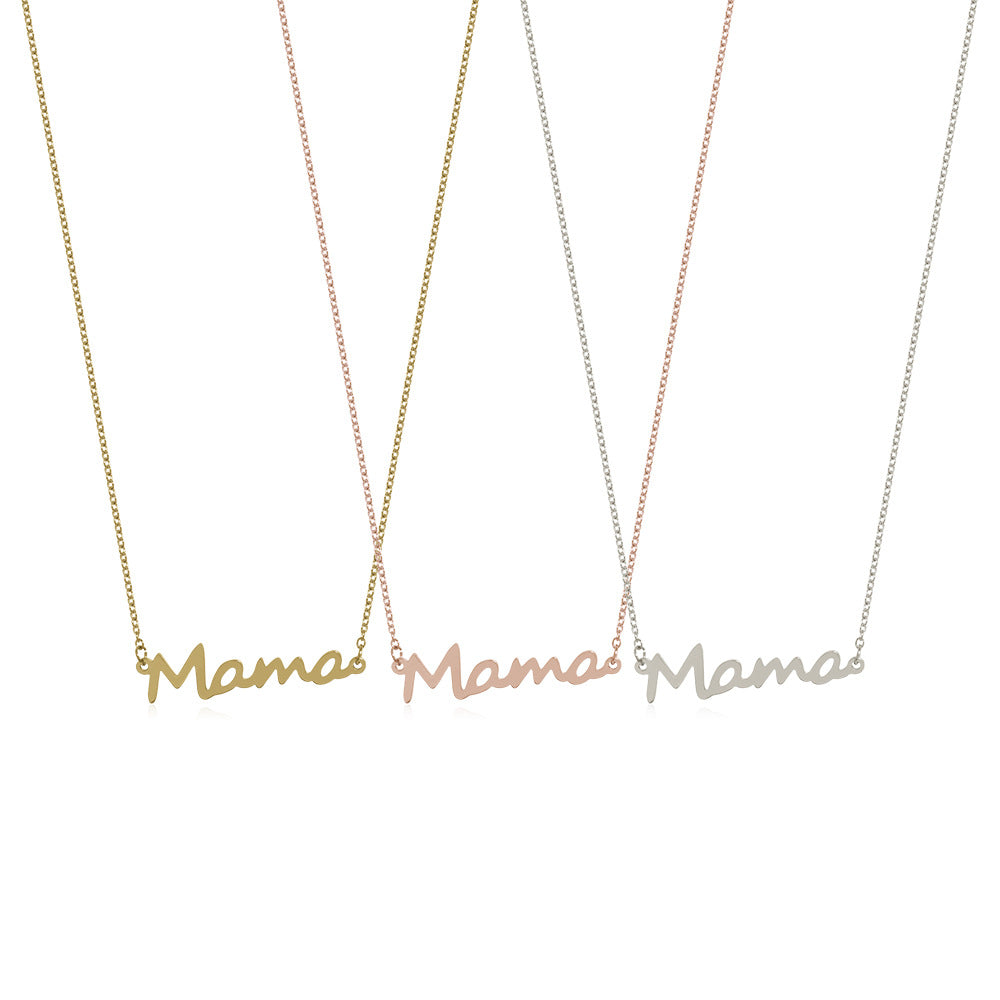 Simple Glossy Letter Mama Alloy Three-color Pendant Necklace