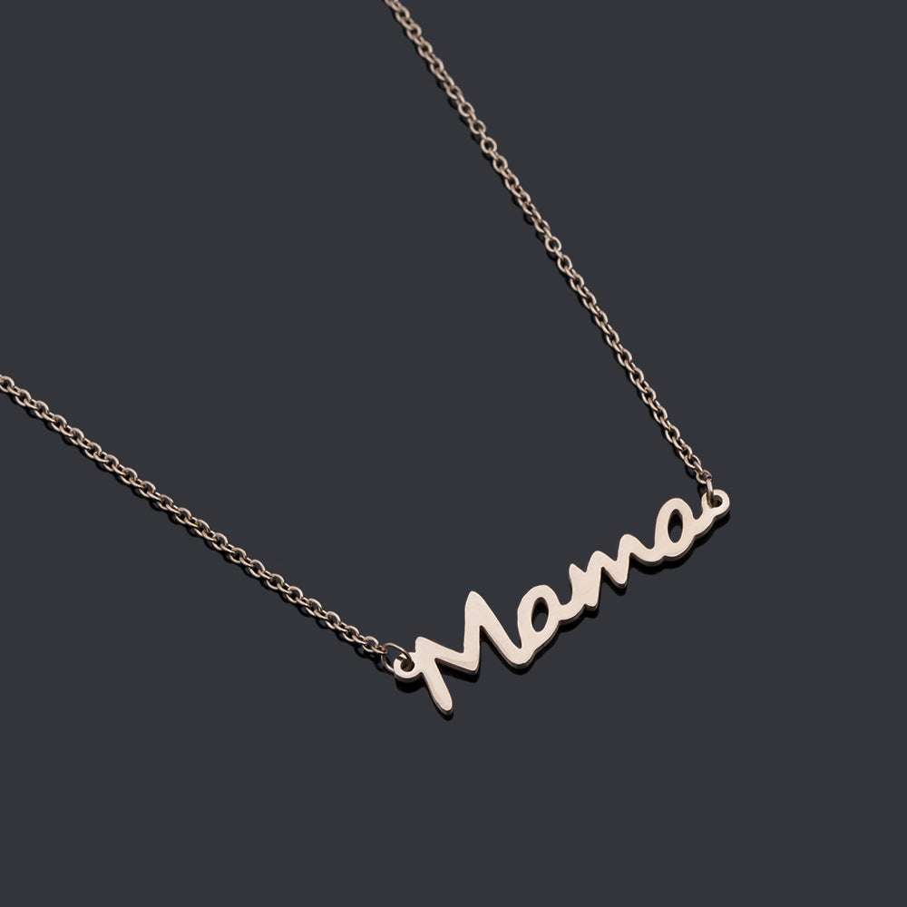 Simple Glossy Letter Mama Alloy Three-color Pendant Necklace