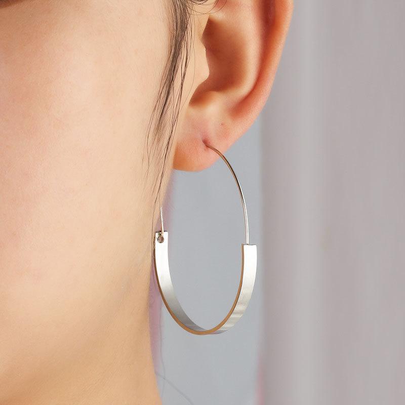 Simple Geometric Half-Circle Hoop Earrings - Green Gold Electroplated Silver