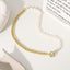 Simple Half Pearl Metal Splicing Chain Stainless Steel Necklace