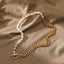 Simple Half Pearl Metal Splicing Chain Stainless Steel Necklace