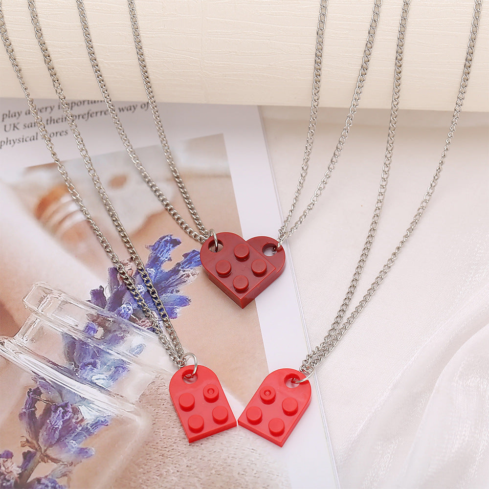 Simple Heart-Shape Double Bead Chain Necklace