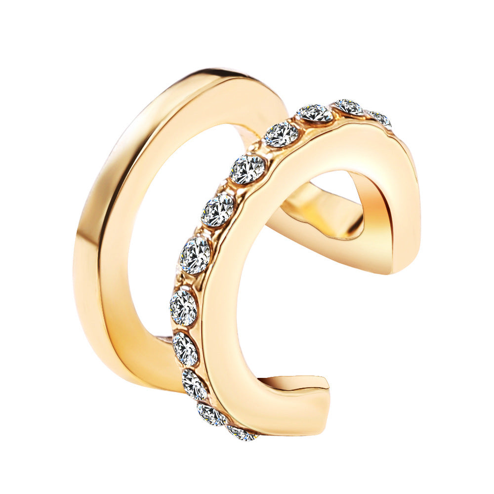 Simple Lines Double C Diamond Ear Cuff Clip