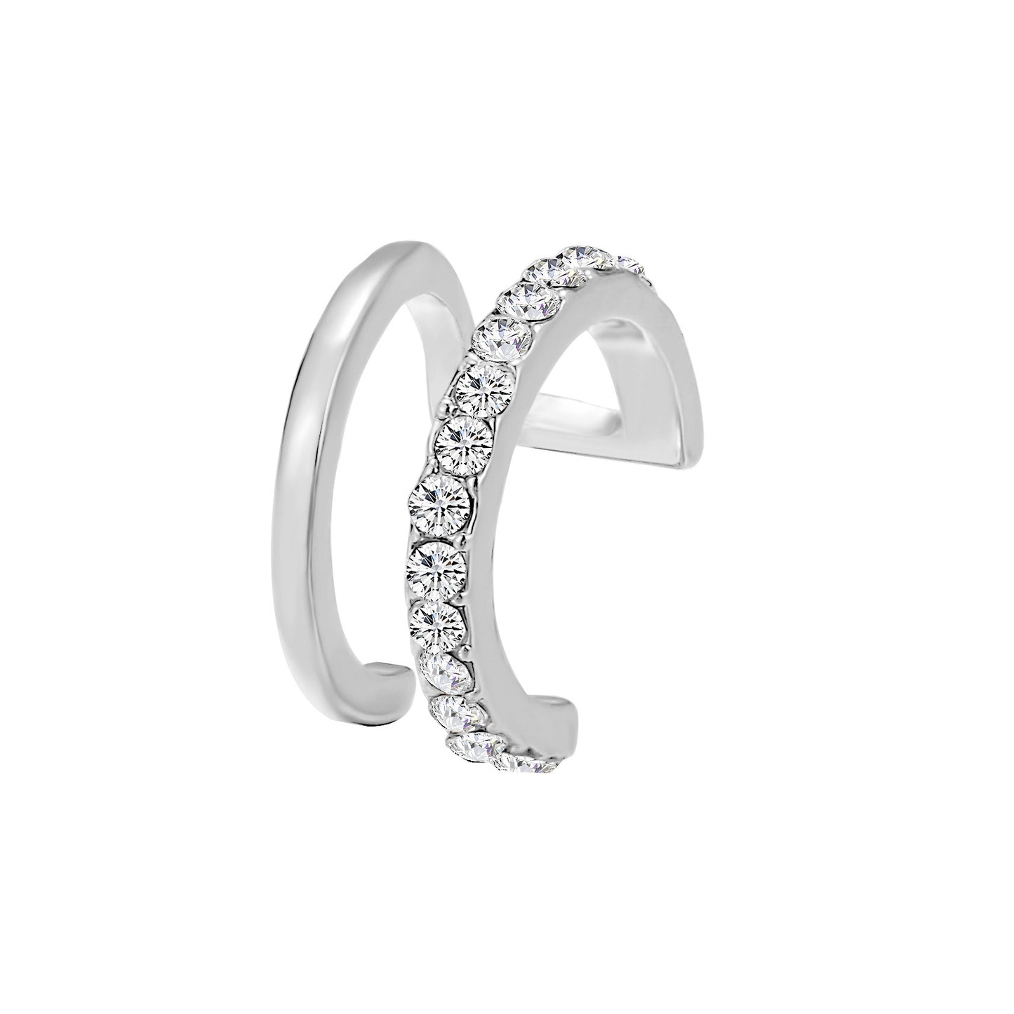 Simple Lines Double C Diamond Ear Cuff Clip