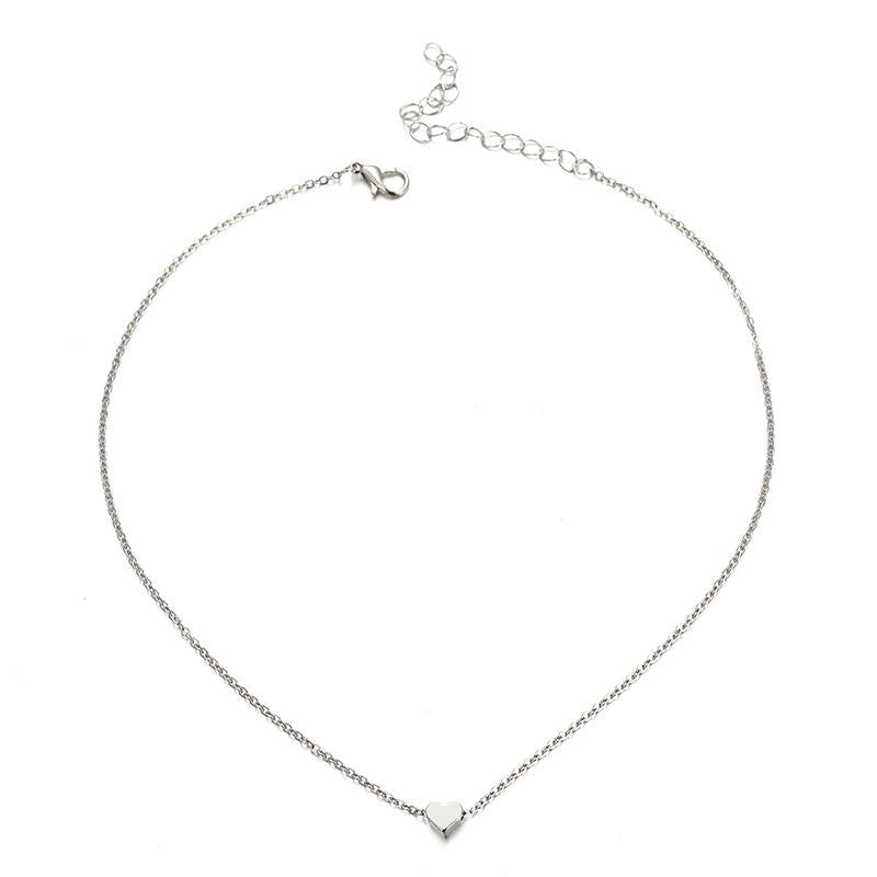 Simple Metal Alloy Heart Necklace NHPF152775