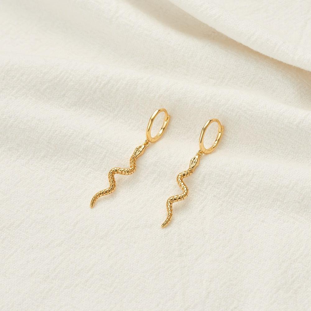 Simple Copper Snake Hoop Earrings