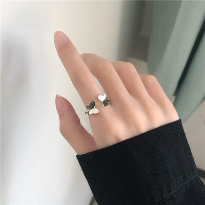 Simple Micro Inlay Adjustable Butterfly Double Ring