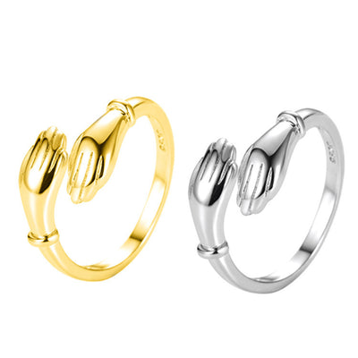 Simple Love Hug Adjustable Couple Open Ring - Fashion Statement Jewelry