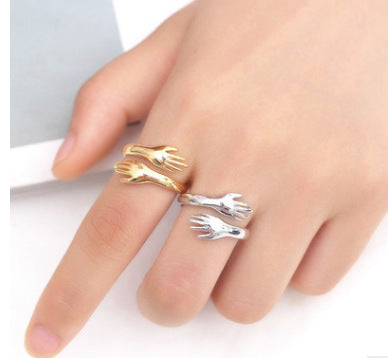 Simple New Hands Hug Couple Open Ring Wholesale