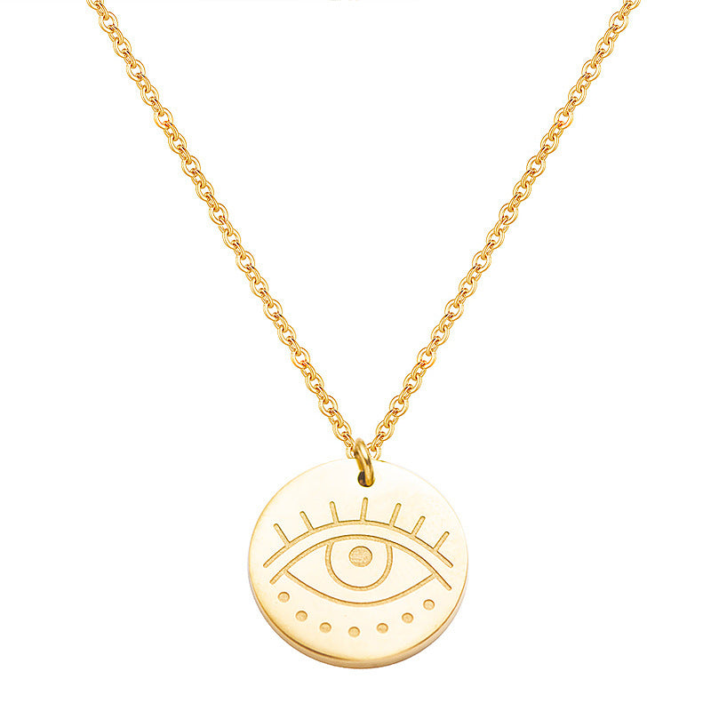 Simple New Stainless Steel Geometric Circle Eye Necklace Wholesale