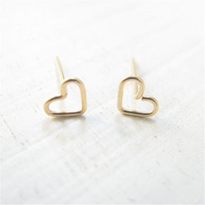Simple Peach Heart Love Alloy Plating Gold Silver Hollow Earrings