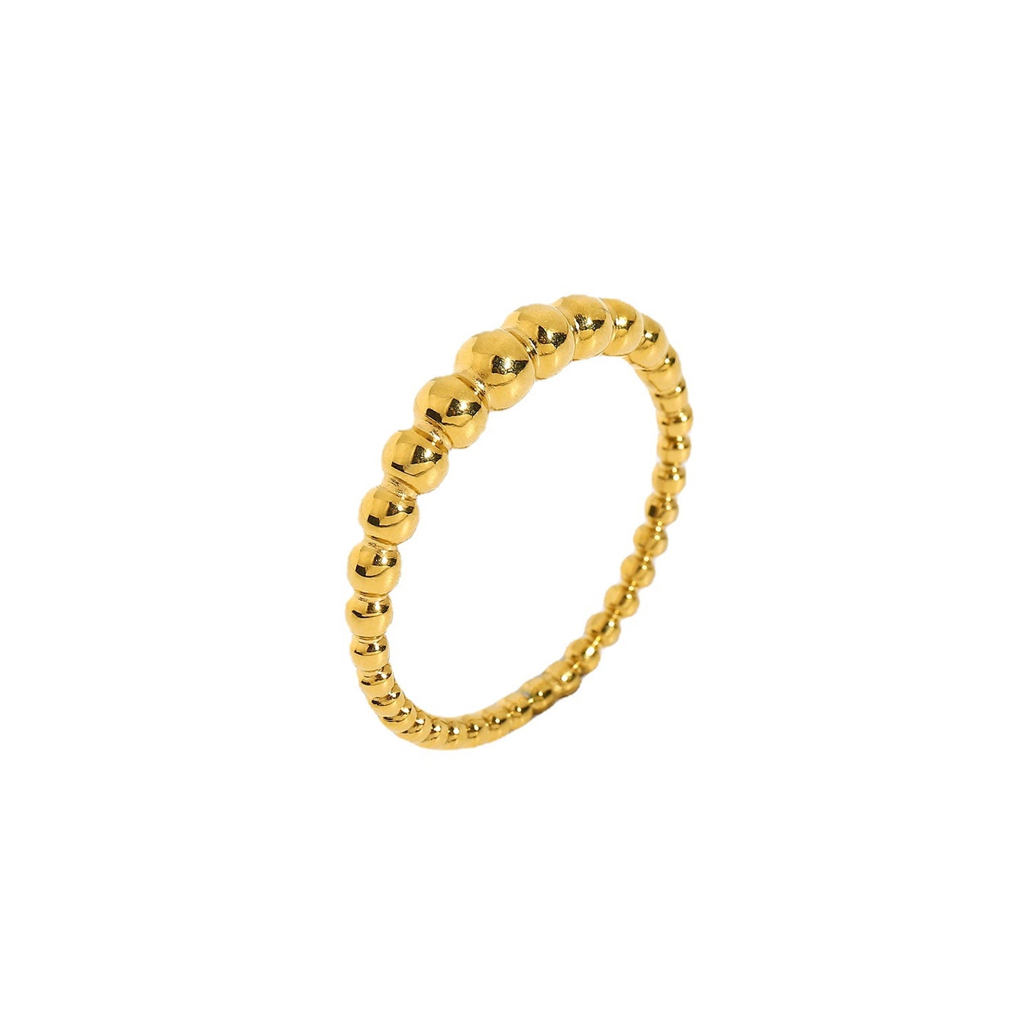 Simple Retro Mini Dot 18k Gold Plated Stainless Steel Ring