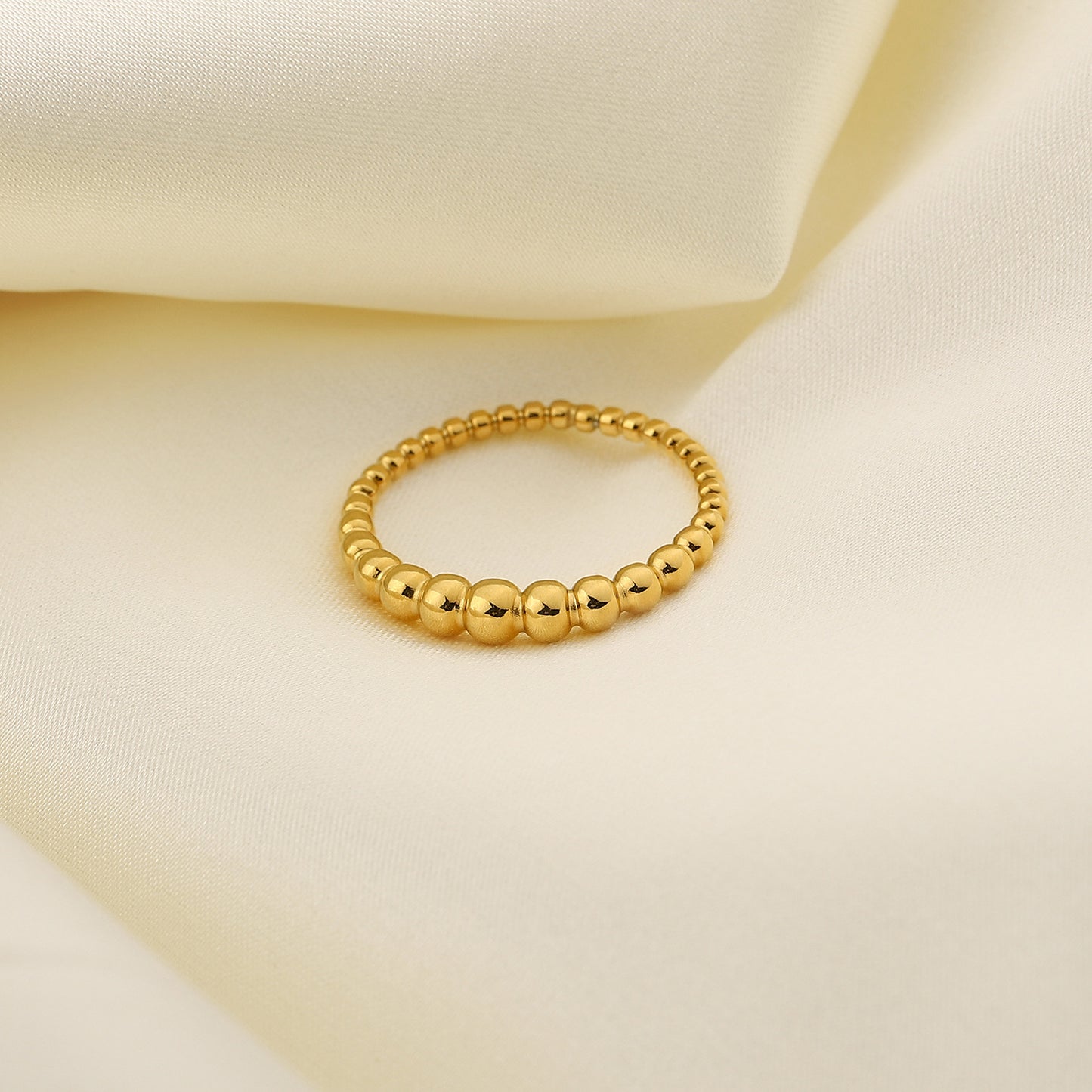 Simple Retro Mini Dot 18k Gold Plated Stainless Steel Ring