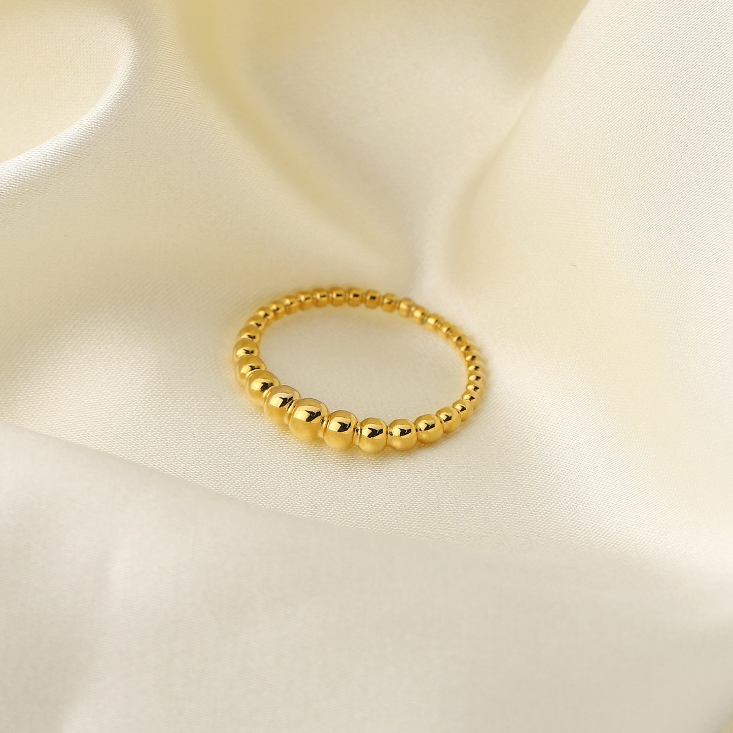 Simple Retro Mini Dot 18k Gold Plated Stainless Steel Ring