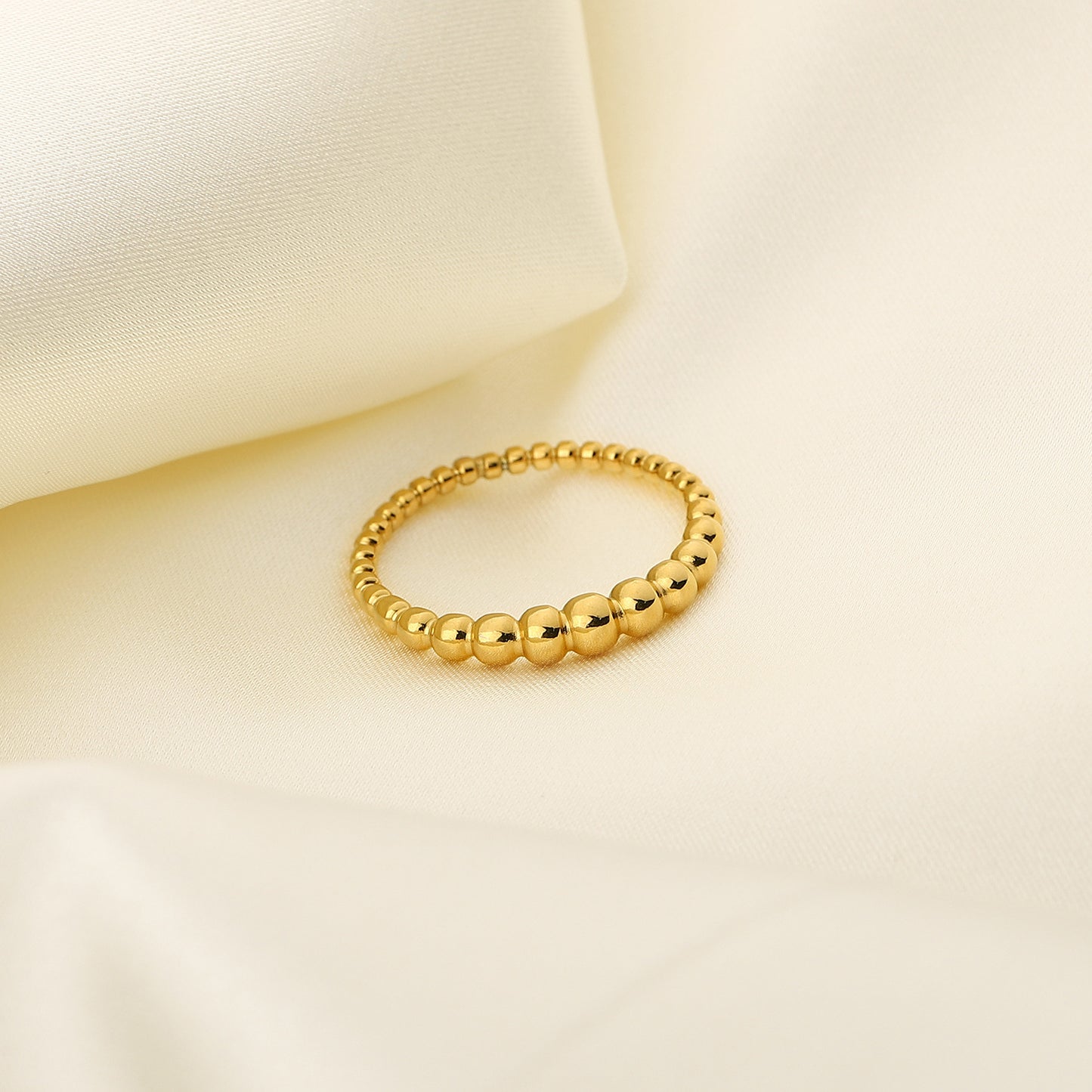 Simple Retro Mini Dot 18k Gold Plated Stainless Steel Ring