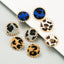 Simple Round Alloy Leopard Print Flocking Earrings