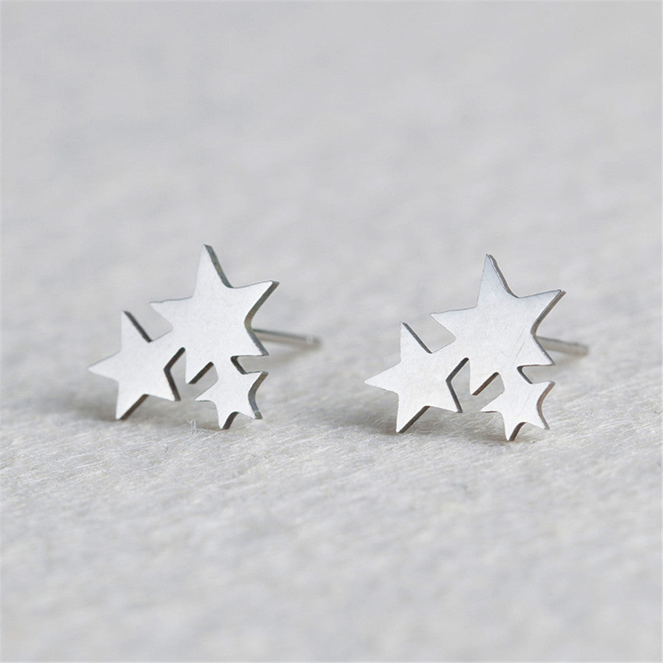 Simple Siamese Five-Pointed Star Earrings Wholesale
