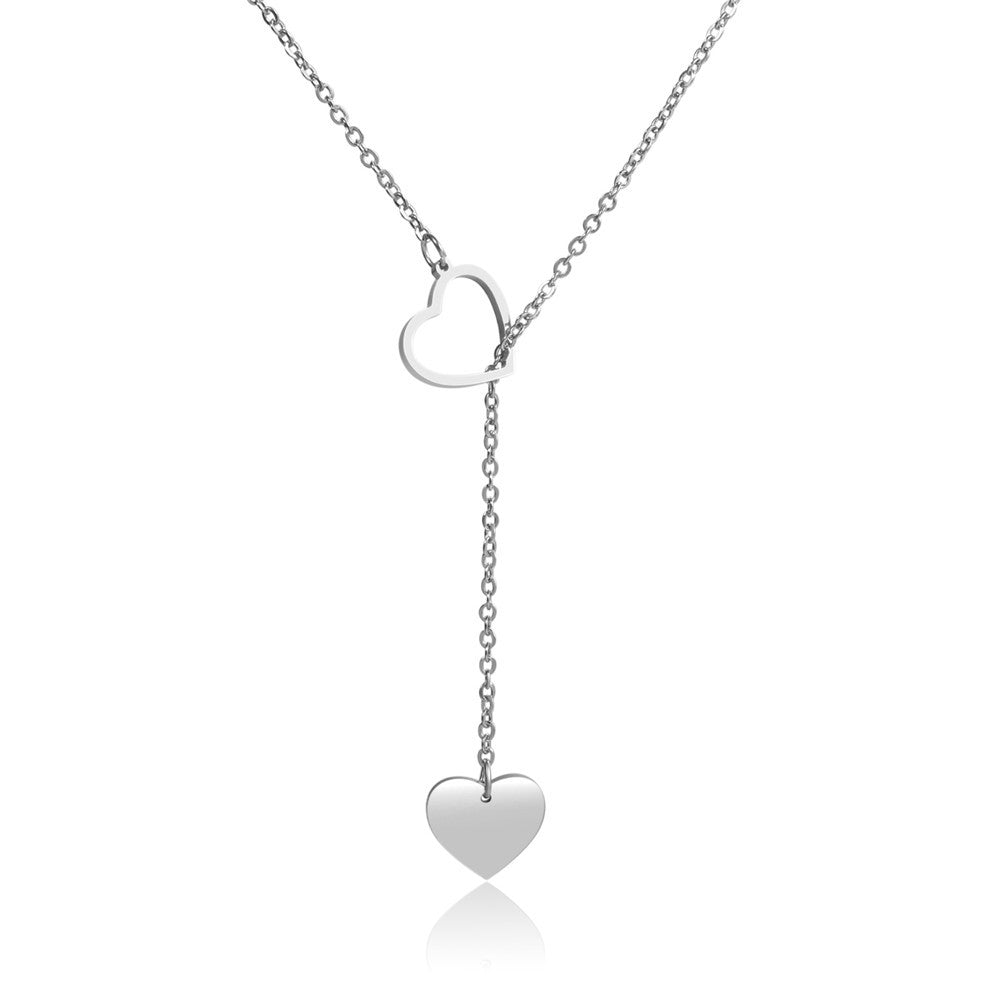 Simple Stainless Steel Heart-shaped Creative Simple Pendant Necklace